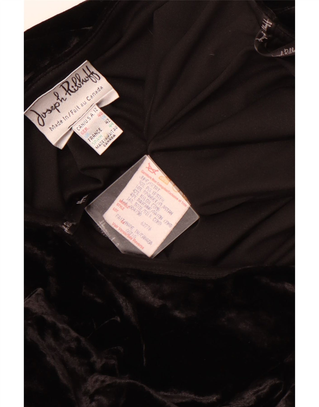 JOSEPH RIBKOFF Falda trompeta de terciopelo para mujer UK 40 Grande W30 Poliéster negro