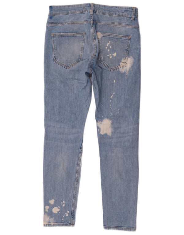 Zara Jeans ajustados desgastados con lavado ácido para hombre EU 38 Small W30 L28 Azul