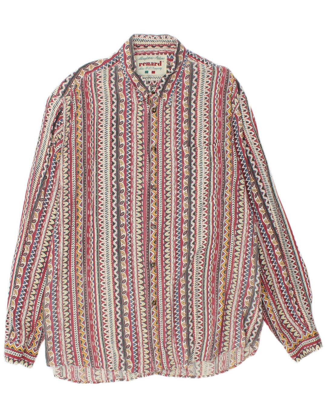 Camisa Renard Hombre XL Algodón Geométrico Multicolor