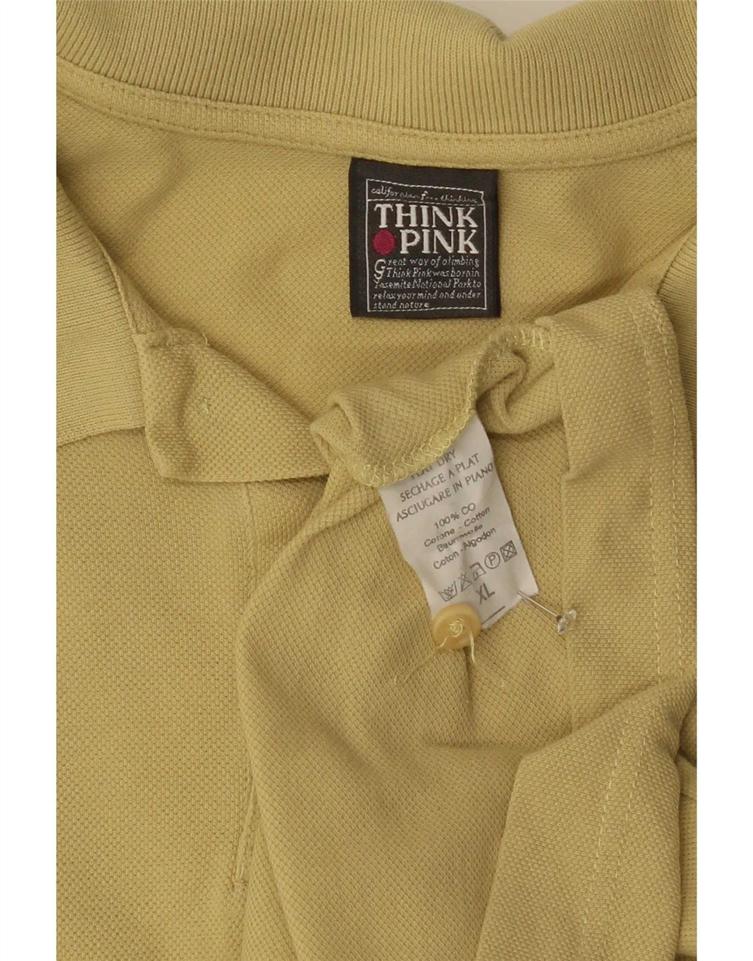 Think Pink Polo Hombre XL Algodón Amarillo