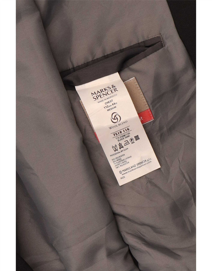 Marks & Spencer Chaqueta tipo blazer de 3 botones para hombre UK 44 XL Poliéster negro