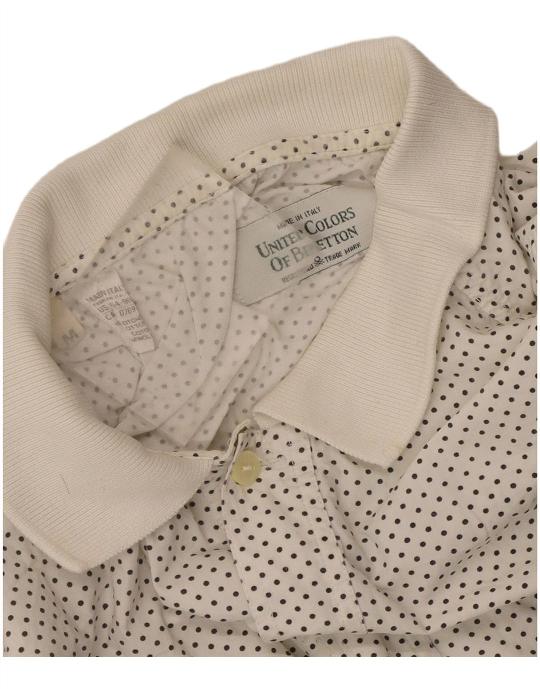 Benetton Camisa Tipo Jersey De Manga Corta De Algodón Con Lunares Blanco Mediano Hombre