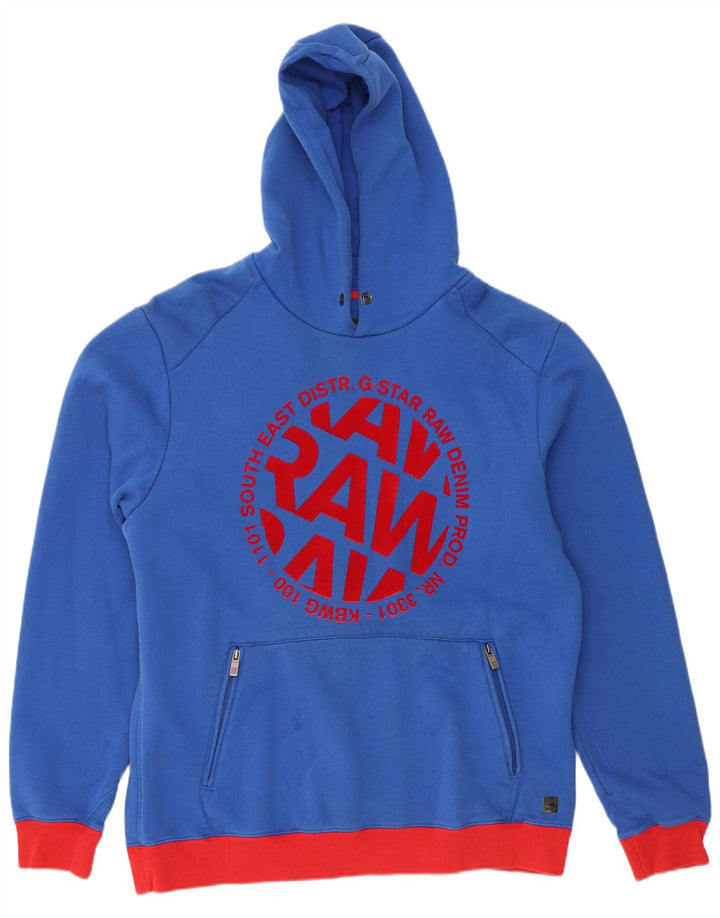 G-STAR Jersey con capucha gráfica para hombre 2XL Algodón con bloques de color azul