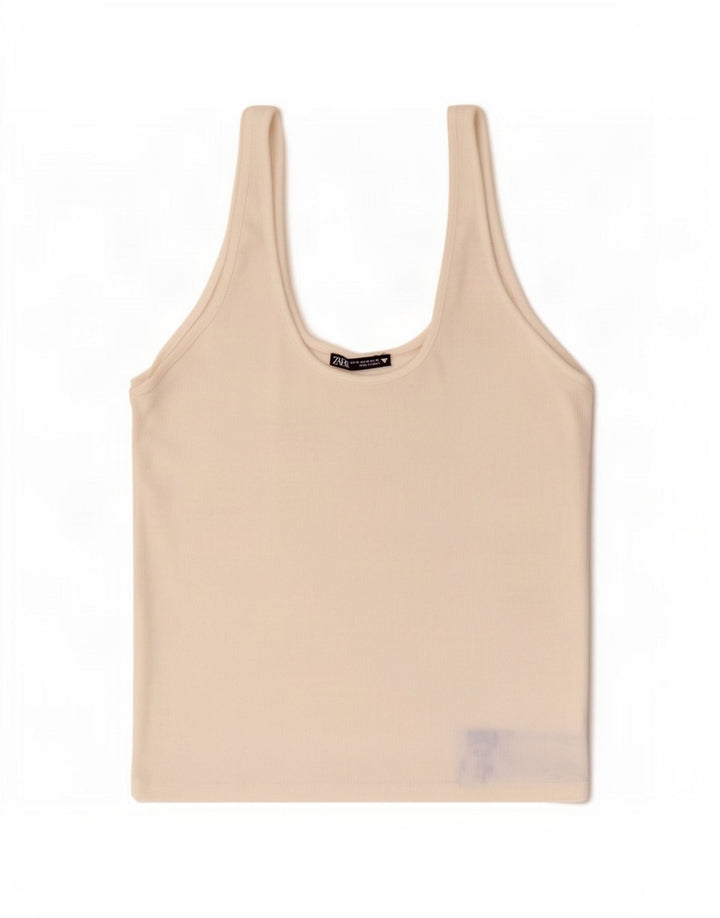 Zara Mujer Cami Top UK 40 Mediano Blanco