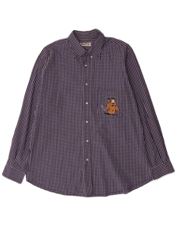 Camisa VINTAGE para hombre 2XL Azul Marino Gingham