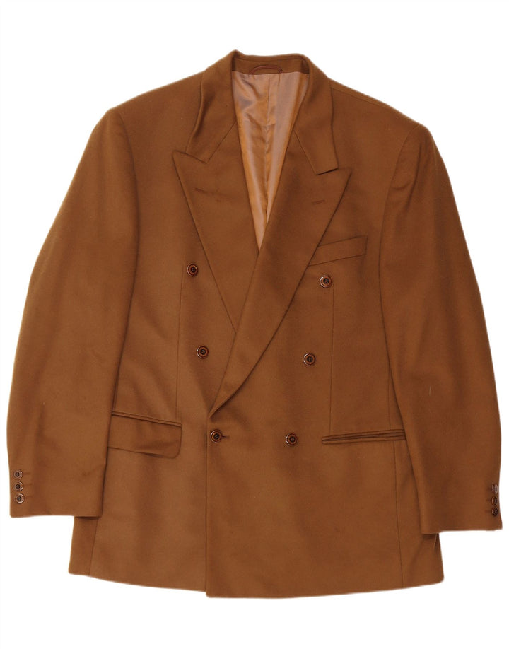 Vintage hombres doble pecho Blazer chaqueta IT 52 XL marrón nueva lana
