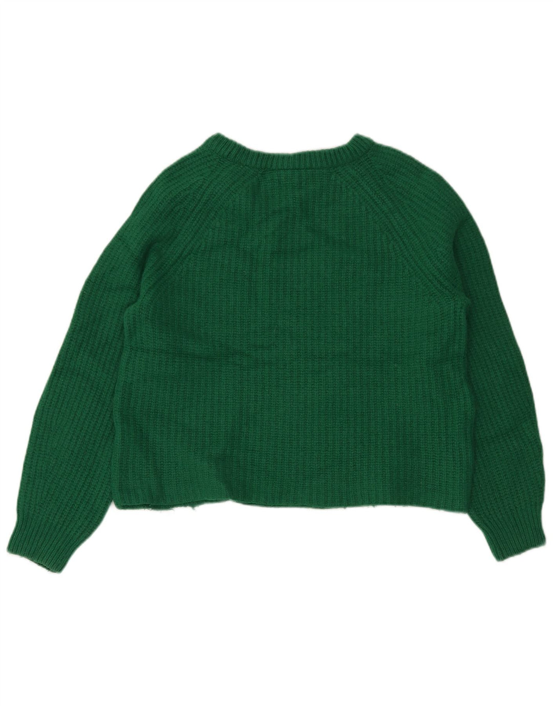 BARBOUR Suéter corto con cuello barco para mujer Reino Unido 12 Lana verde medio