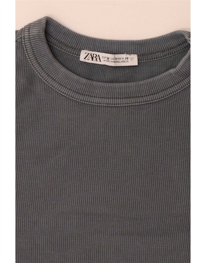 Zara Mujer Top Manga Larga UK 42 Gris Medio