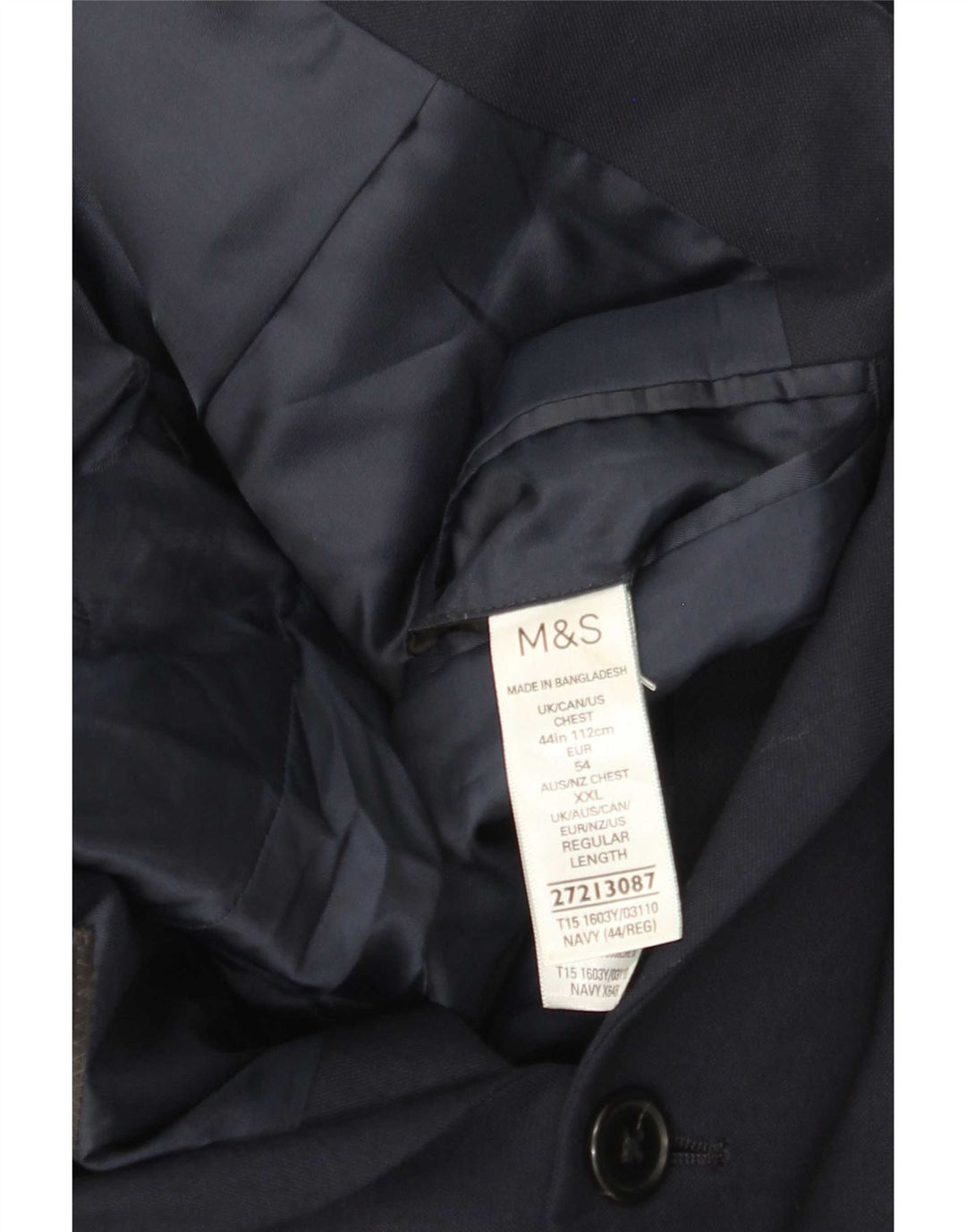 Marks & Spencer Chaqueta tipo blazer de 2 botones para hombre UK 44 XL Poliéster azul marino