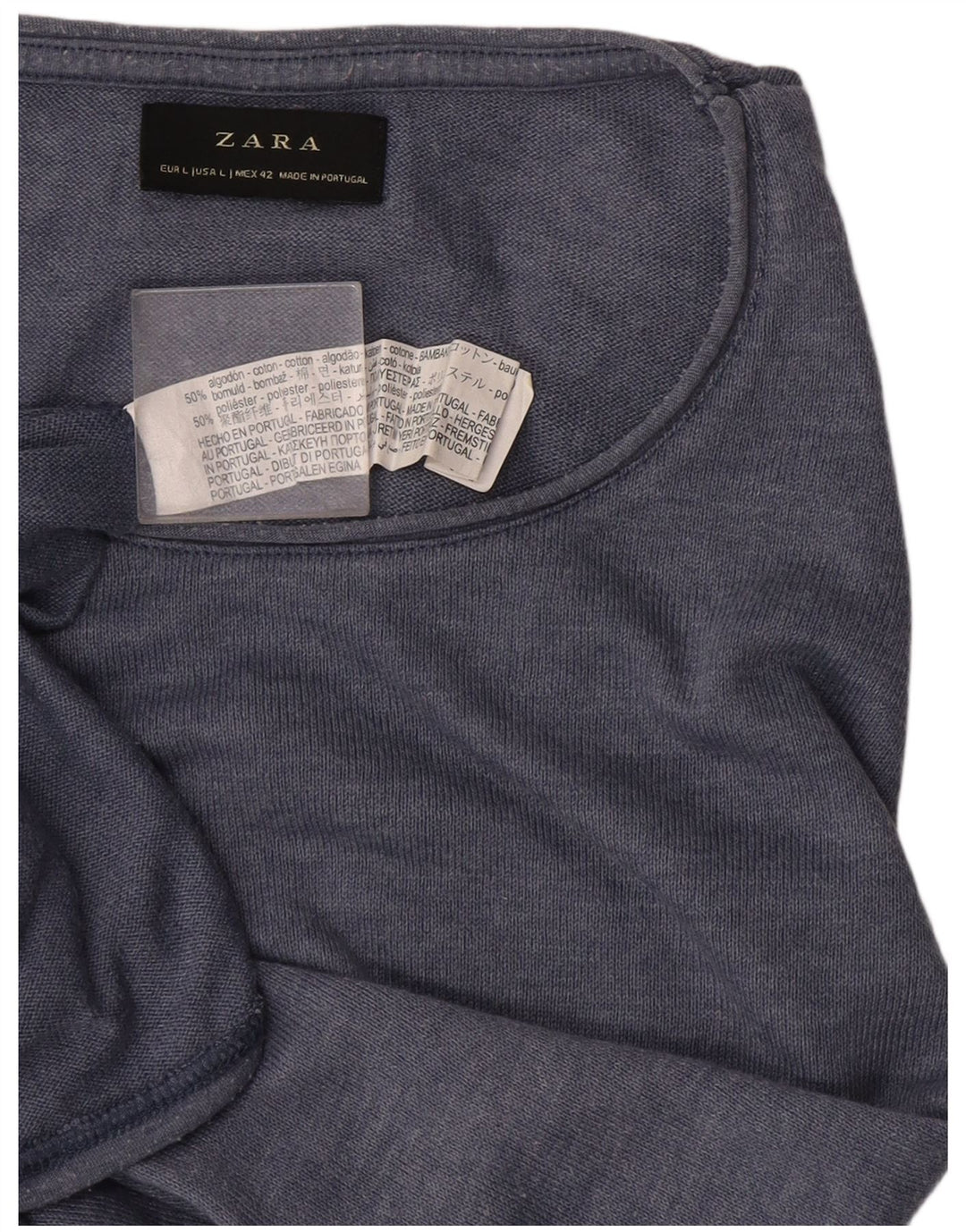 Zara Hombre Camiseta Top Grande Algodón Azul