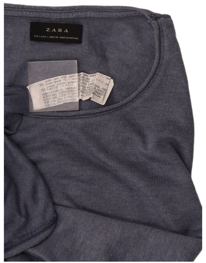 Zara Hombre Camiseta Top Grande Algodón Azul