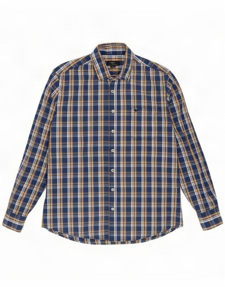 Camisa Fynch Hatton para hombre Algodón a cuadros azul medio