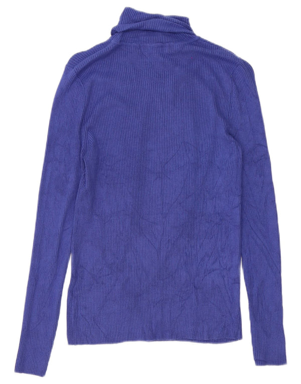 Marks & Spencer Blusa con cuello vuelto para mujer UK 42 Viscosa azul medio
