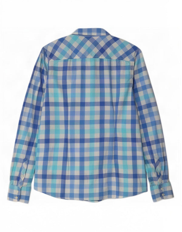 Tommy Hilfiger Womens Shirt UK 10 Small Blue Gingham Cotton