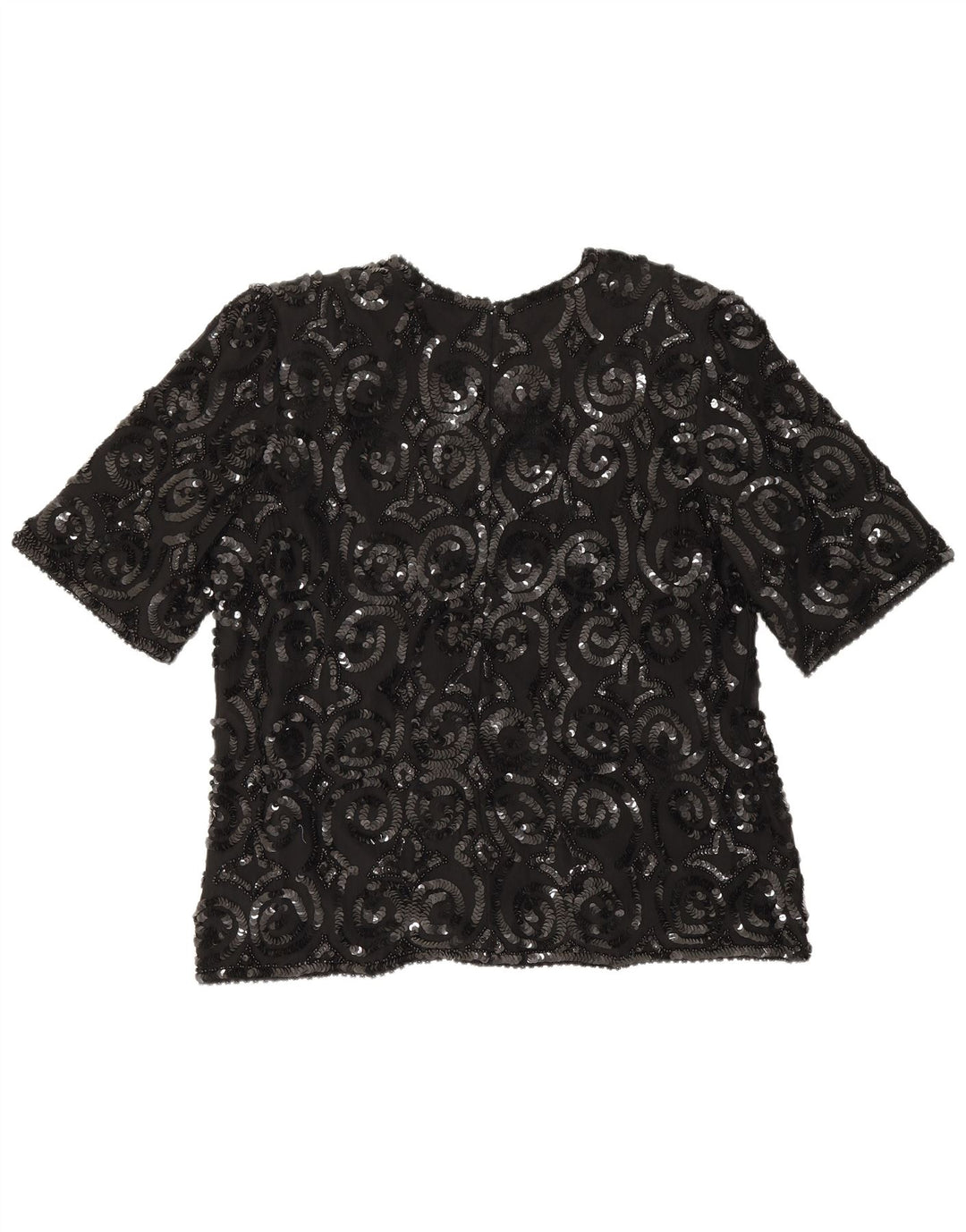 Frank Usher Blusa para Mujer Top UK 46 Grande Seda Negra