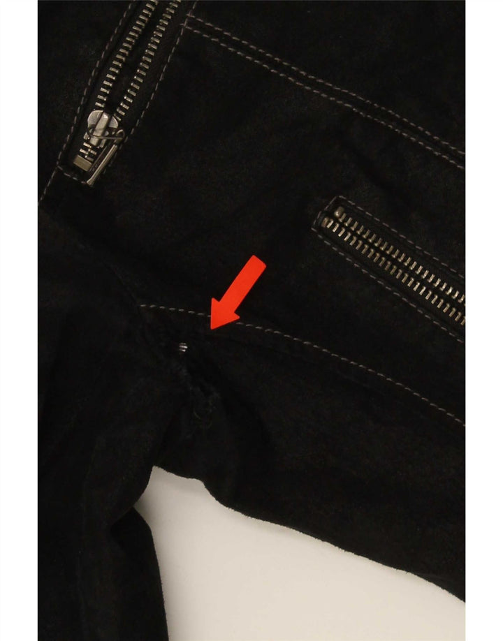 Vintage mujer ante chaqueta Reino Unido 10 pequeño cuero negro