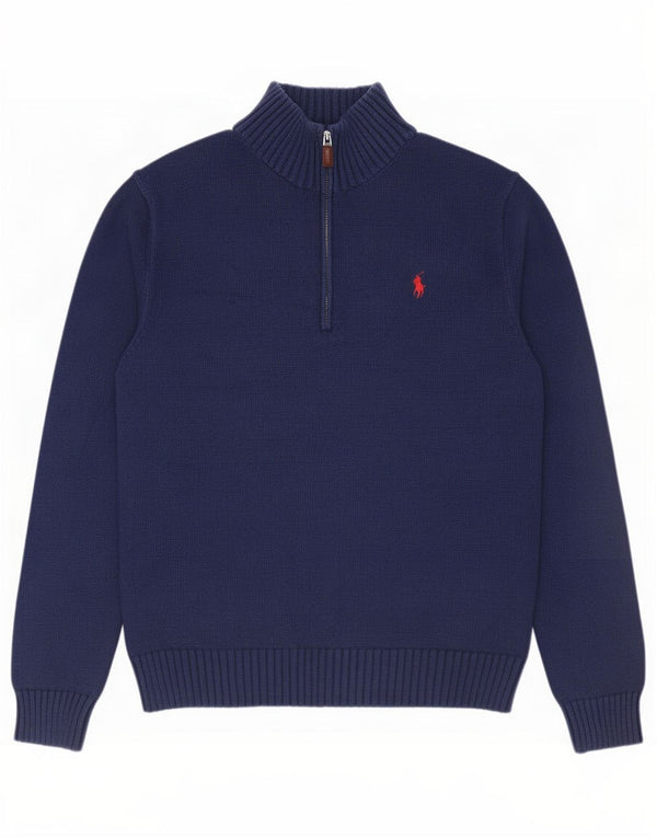 Polo Ralph Lauren - Jersey con cuello y cremallera para hombre, algodón azul marino mediano