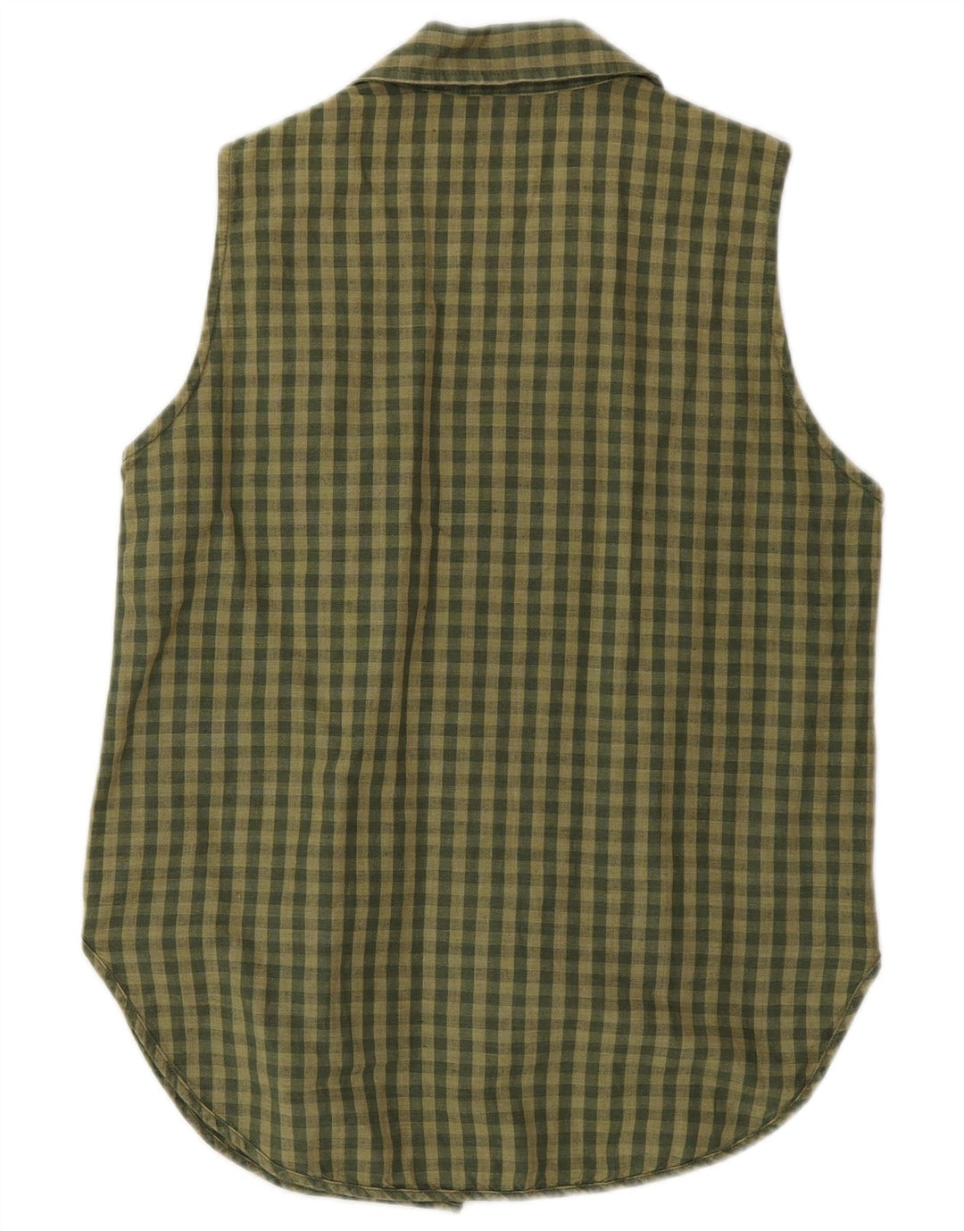 Timberland Blusa sin mangas para mujer US 6 Medium Khaki Gingham Linen