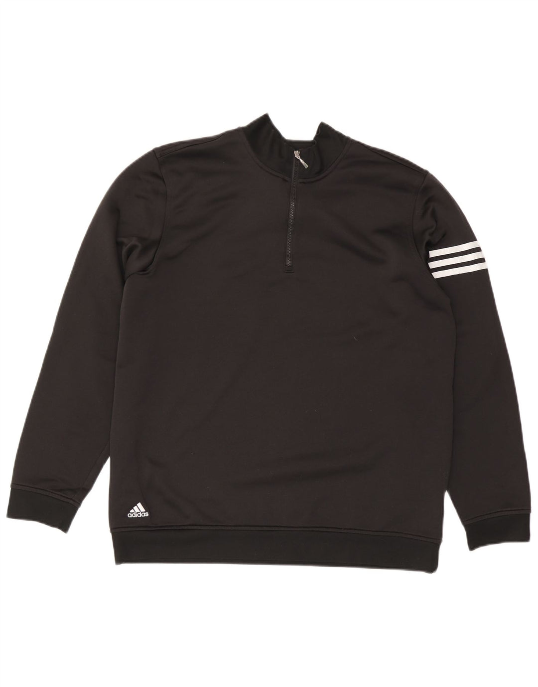 ADIDAS Hombres Climalite Zip Neck Sudadera Jumper Grande Poliéster Negro