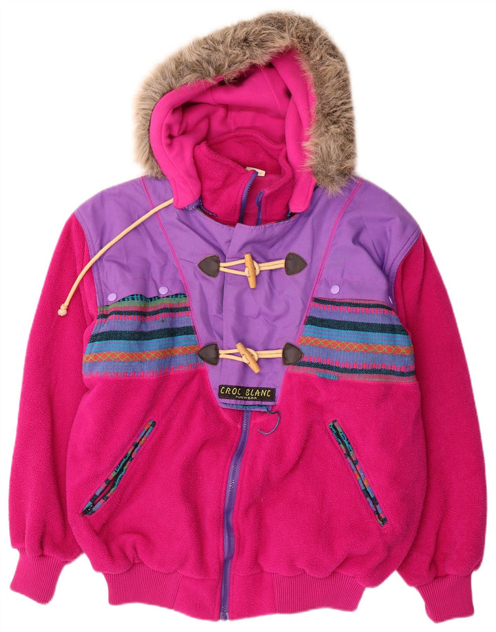 Vintage mujer oversized chaqueta cortavientos con capucha Reino Unido 14 rosa medio