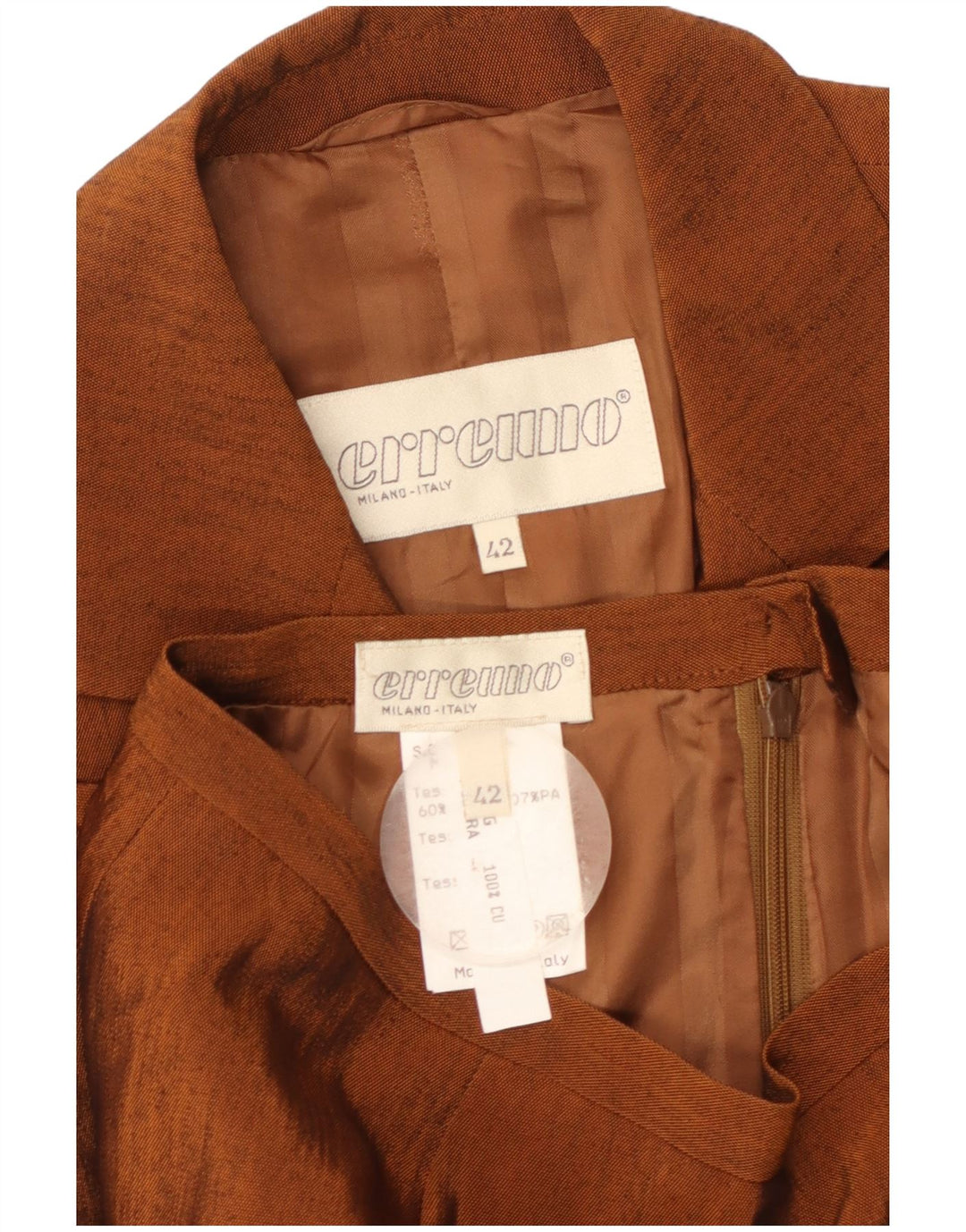 Erreuno Conjunto de falda de 2 piezas con 1 botón para mujer IT 42 Medium W26 Acetato marrón