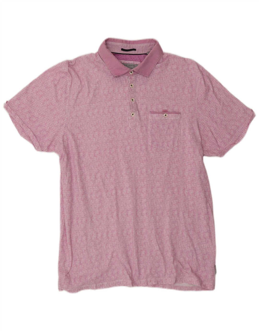 Ted Baker Polo para hombre Talla 5 XL Algodón a cuadros morado