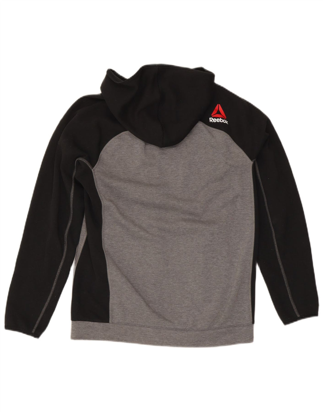 REEBOK Suéter con capucha y cremallera para hombre Pequeño Gris Colorblock Poliéster