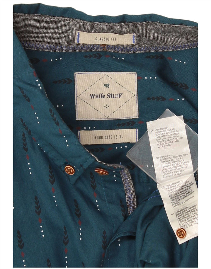 Camisa para hombre White Stuff XL Algodón geométrico azul