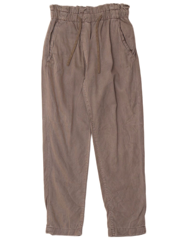 Zara Mujer Pantalones Casuales Cónicos De Cintura Alta XS W24 L27 Gris Lyocell