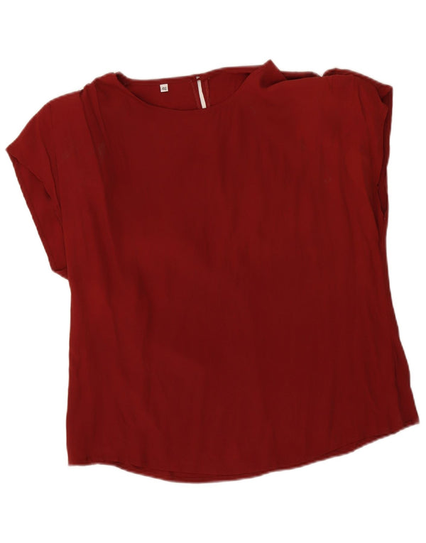 Blusa vintage para mujer Top IT 46 Seda roja grande
