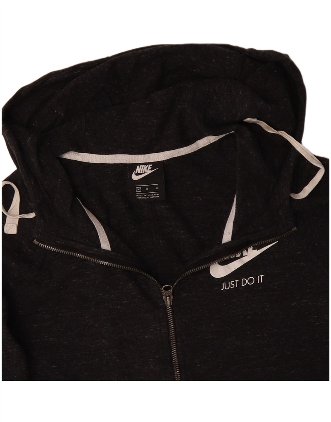 Nike - Sudadera con capucha y cremallera para mujer, talla 40, algodón moteado gris medio