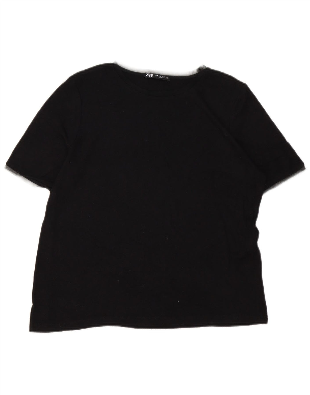 Zara Camiseta Mujer Top UK 40 Medium Viscosa Negra