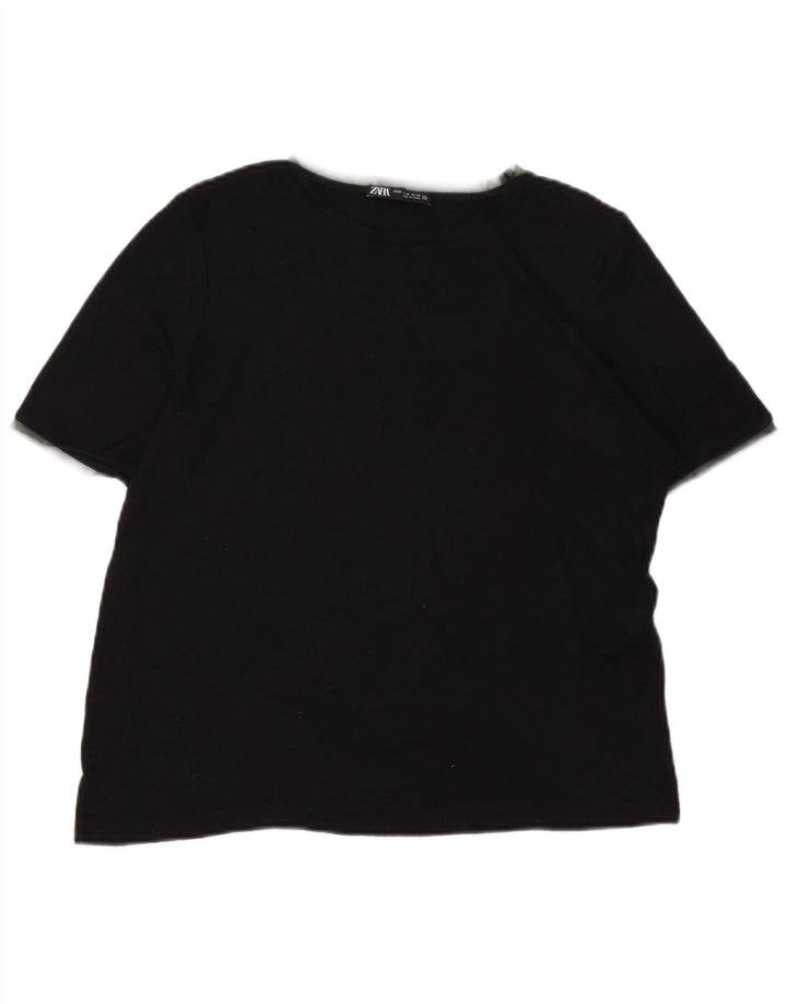 Zara Camiseta Mujer Top UK 40 Medium Viscosa Negra