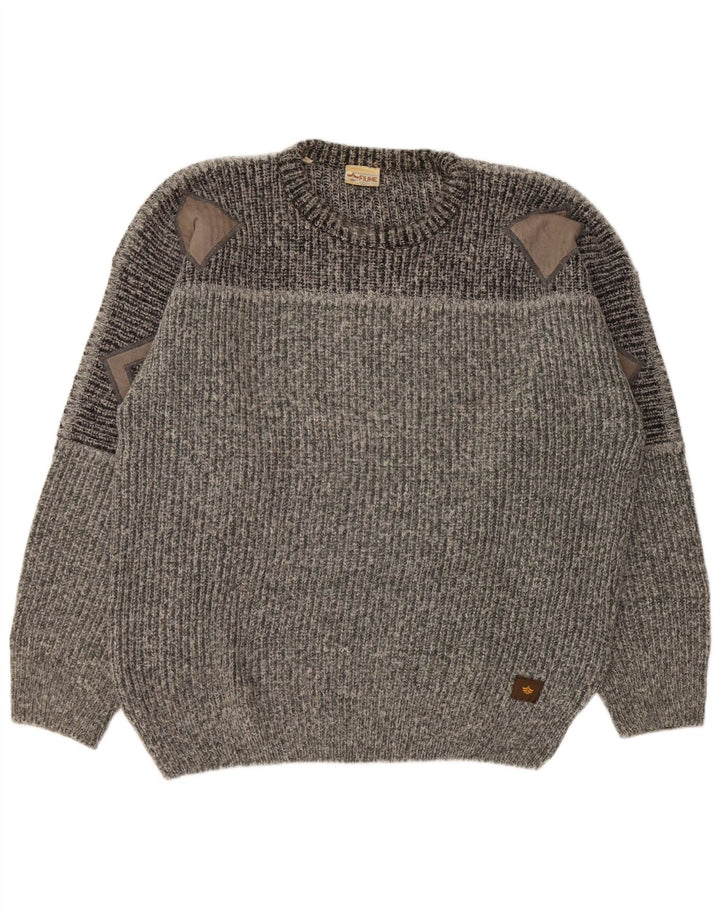 FIUME Suéter de cuello redondo para hombre 2XL Gris Colorblock Acrílico