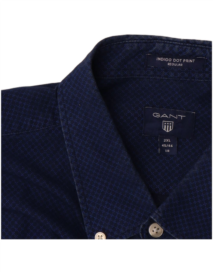 GANT Camisa Regular Fit Hombre Talla 45/46 18 2XL Algodón Geométrico Azul