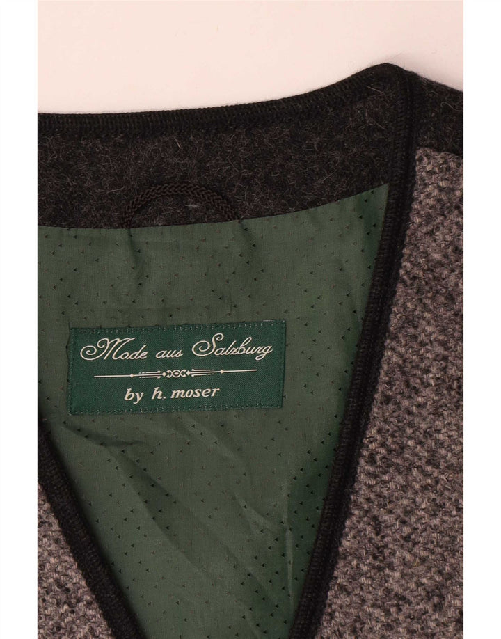 Chaleco gráfico vintage para mujer IT 42 Lana en bloques de color gris medio