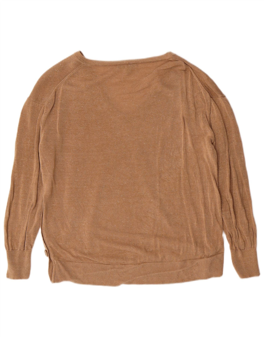 J. CREW Womens V-Neck Jumper Sweater UK 14 Medium Brown Linen