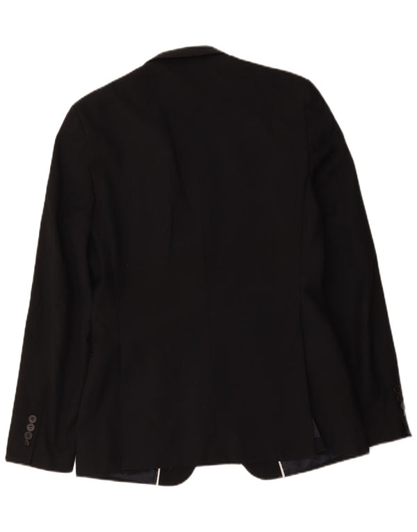 French Connection Chaqueta tipo blazer de 2 botones para hombre UK 38 Mediano Negro Poliéster