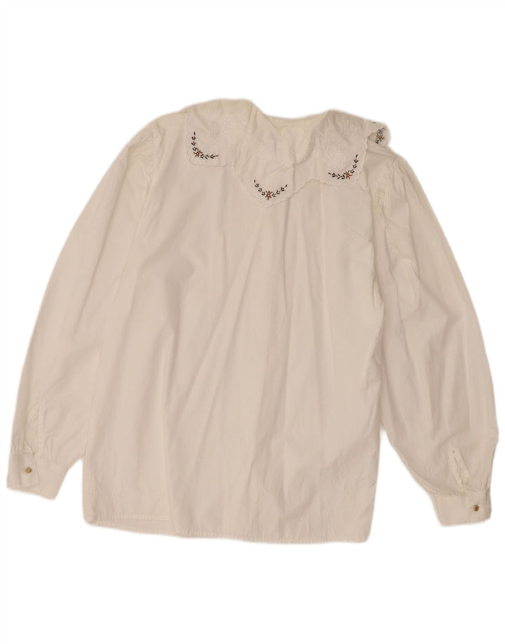 Benetton Blusa Camisa Mujer IT 44 Mediana Blanco Roto Algodón