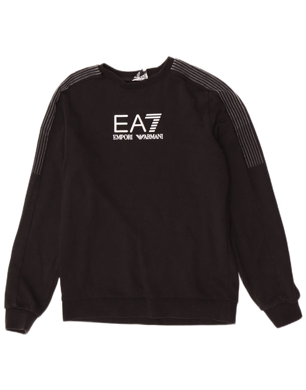 Emporio Armani Sudadera con gráfico para niño, jersey, 13-14 años, negro, deportivo