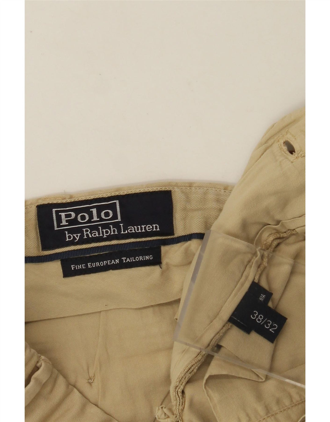POLO RALPH LAUREN Pantalón chino recto para hombre W38 L32 Algodón beige