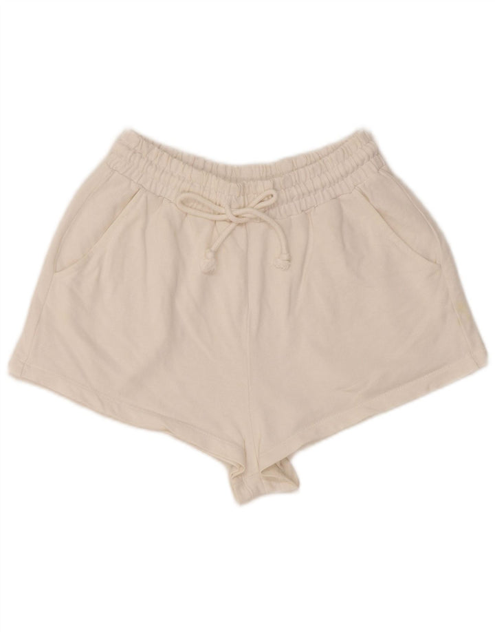 Zara Mujer Regular Hot Pants UK 8 Pequeño Algodón Blanco
