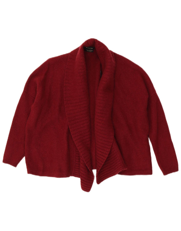 Massimo Dutti Cárdigan Corto de Manga 3/4 para Mujer UK 44 Medium Borgoña