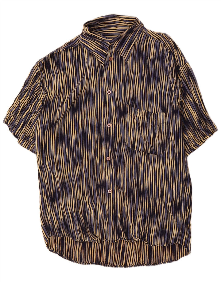 Camisa Tipo' S Hombre Manga Corta Grande Viscosa Rayas Multicolor