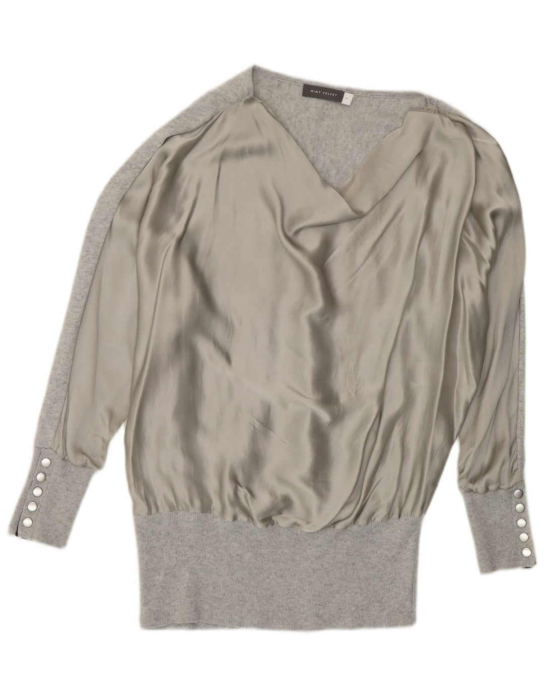 MINT VELVET Suéter tipo jersey para mujer con cuello barco UK 44 Gris medio