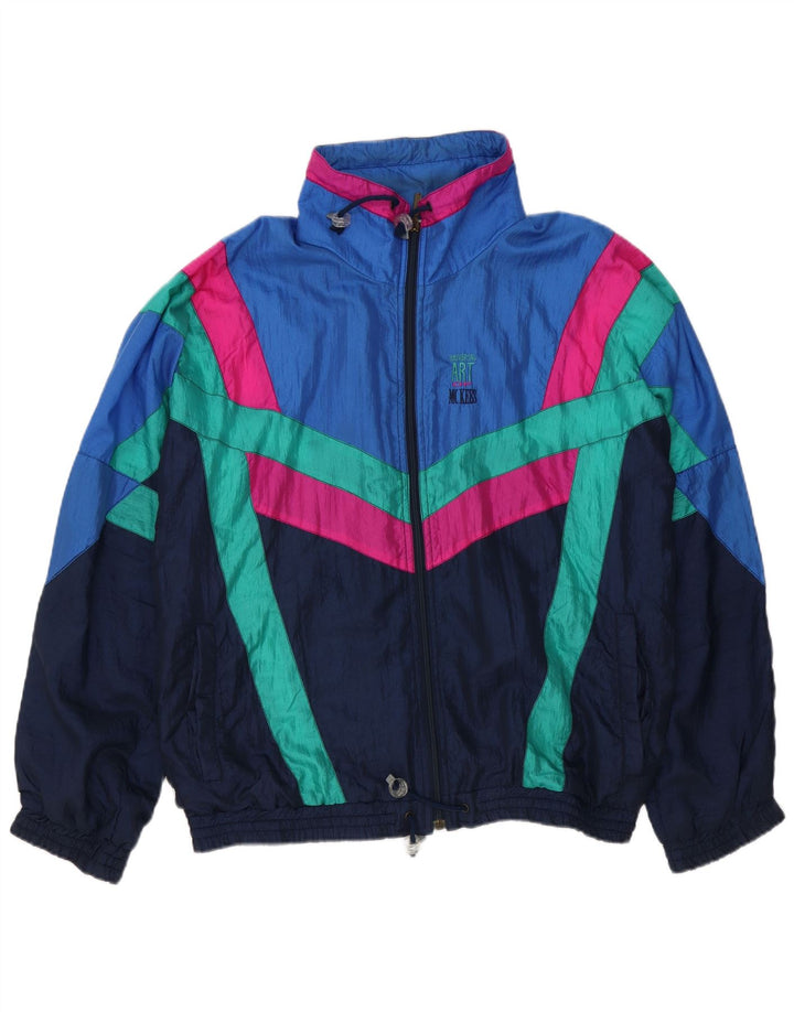 Chaqueta superior de chándal retro de corte holgado para hombre de MC Kee's Bloque de color azul medio