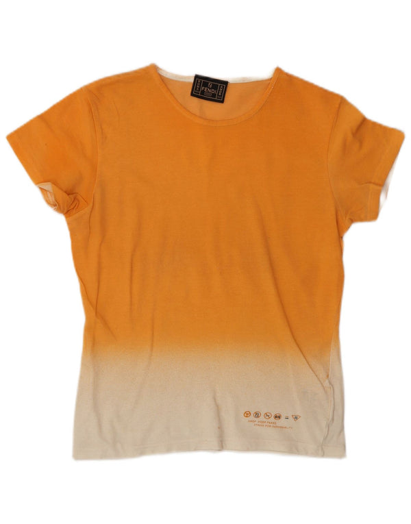 FENDI Camiseta de mujer Top IT 44 Algodón color block naranja mediano