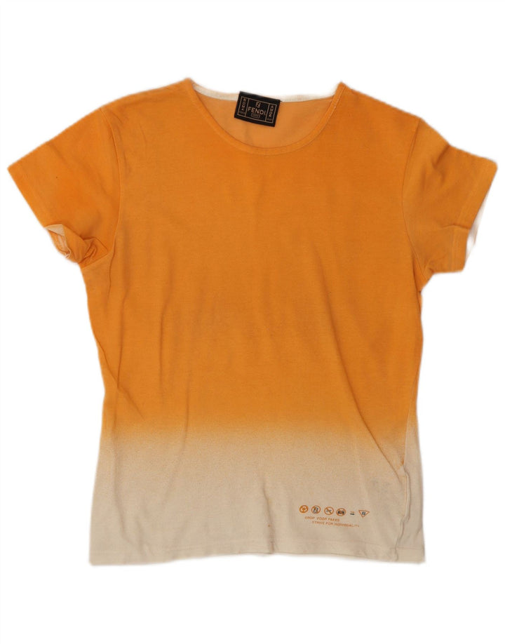 FENDI Camiseta de mujer Top IT 44 Algodón color block naranja mediano