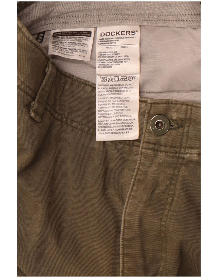 DOCKERS Pantalones chinos ajustados para hombre W34 L32 Algodón caqui