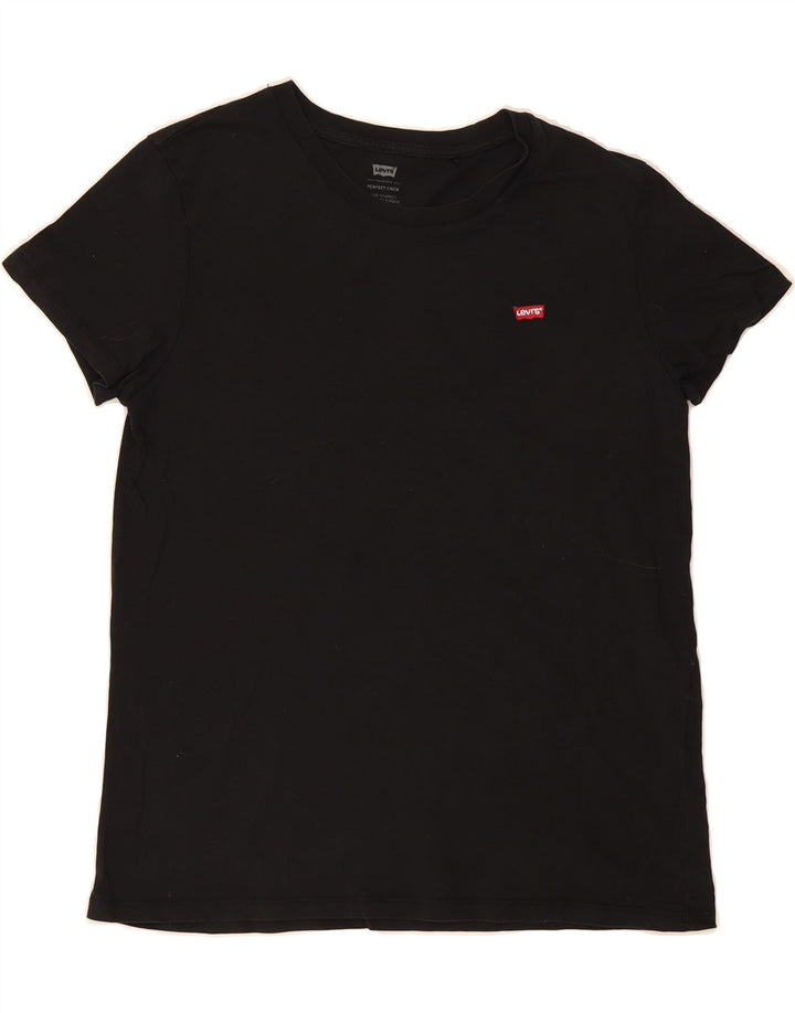 LEVI'S Womens T-Shirt Top UK 12 Medium Black Vintage Levi's and Second-Hand Levi's from Messina Hembry 
